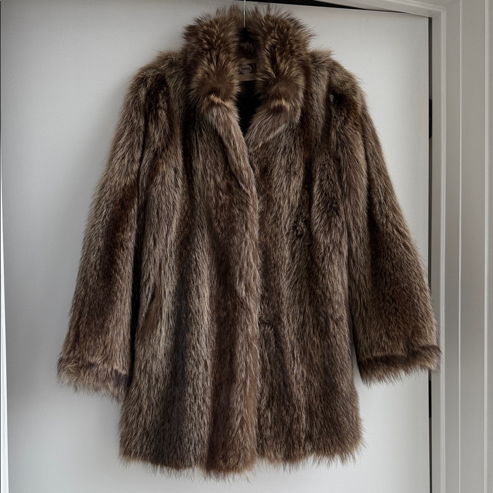 Vintage Fur Coat Raccoon Natural Real Brown Jacket 🖤